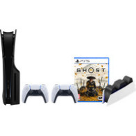 PS5 Slim Disc Edition + Ghost of Yotei + Covers Zwart + Extra Controller Wit + Oplaadstation