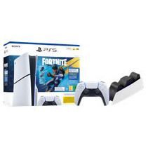 PlayStation 5 Slim Disc Edition Fortnite bundel + Extra Controller Wit + Oplaadstation