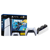 PlayStation 5 Slim Digital Edition Fortnite bundel + Extra Controller Wit + Oplaadstation
