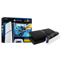 PlayStation 5 Slim Digital Edition Fortnite bundel + Covers Zwart + Oplaadstation