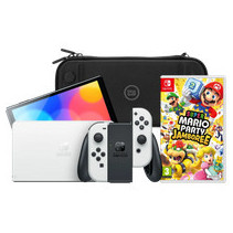 Nintendo Switch OLED Wit + Mario Party Jamboree + BlueBuilt Beschermhoes
