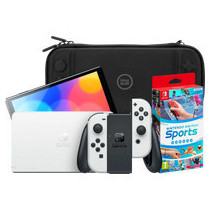 Nintendo Switch OLED Wit + Nintendo Switch Sports + BlueBuilt Beschermhoes