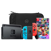 Nintendo Switch Rood/Blauw + Mario Kart 8 Deluxe + BlueBuilt Beschermhoes