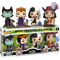 Disney: Villains Funko Pop Vinyl: Maleficent/Evil Queen/Cruella De Vil/Captain Hook 4-Pack