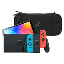 Nintendo Switch OLED Blauw/Rood + BlueBuilt Beschermhoes
