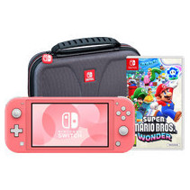 Nintendo Switch Lite Koraal + Super Mario Bros. Wonder + Beschermhoes