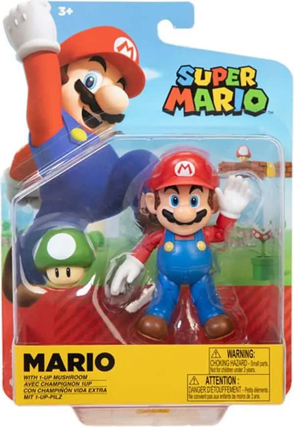 Super Mario Action Figure - Mario with 1-UP Mushroom (version A)