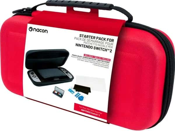 Nacon Switch 2 Starter Pack - Pouch (Red) + Screen Protector + Game Cases