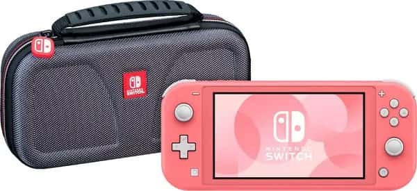 Nintendo Switch Lite Koraal + Bigben Officiële Nintendo Switch Lite Beschermtas