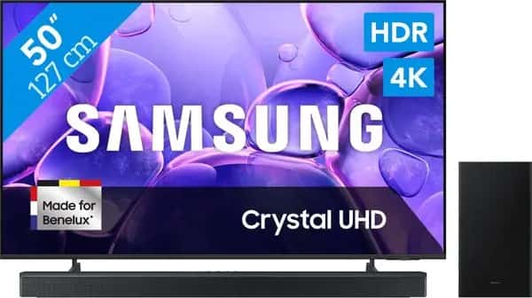 Samsung 50" Crystal UHD U8070F (2025) + Samsung HW-B750F Zwart
