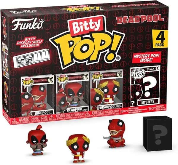 Deadpool Funko Bitty Pop! 4-Pack: Dinopool / Deadpool (Barista) / Deadpool (Roman Senator) / Chase Figure
