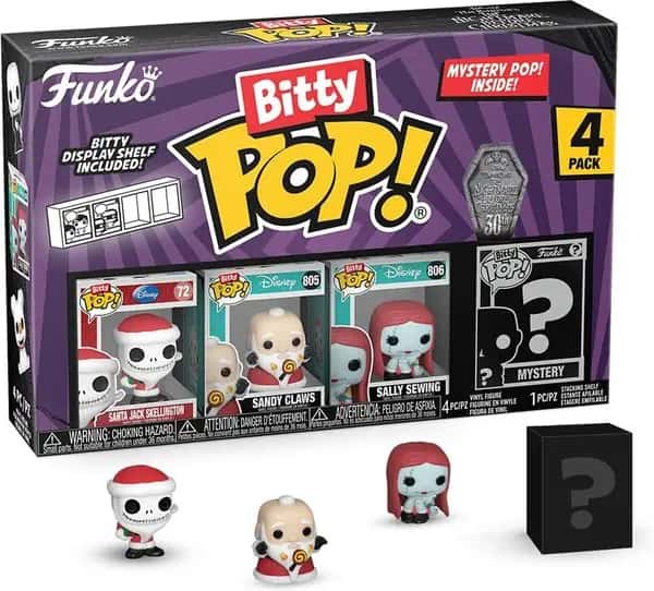 The Nightmare Before Christmas 30th Anniversary Funko Bitty Pop! 4-Pack: Santa Jack Skellington / Sandy Claws / Sally Sewing