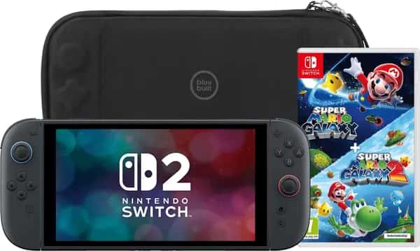 Nintendo Switch 2 + Super Mario Galaxy 1+2 + BlueBuilt Beschermhoes