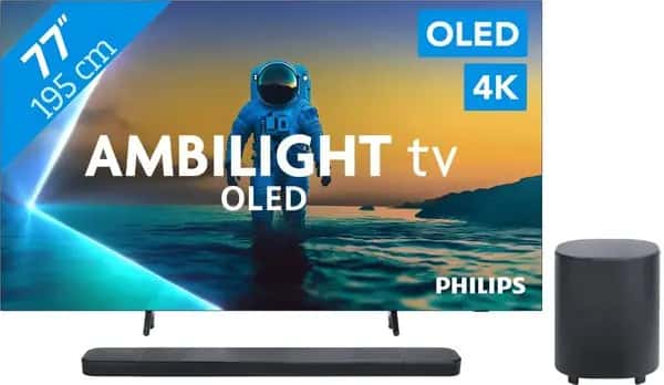 Philips Ambilight 77'' OLED810 4K (2025) + JBL Bar 1000 M2 Zwart