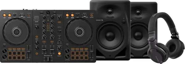 Pioneer DJ DDJ-FLX4 + Pioneer DJ HDJ-CUE1 + Pioneer DJ DM-50D Zwart