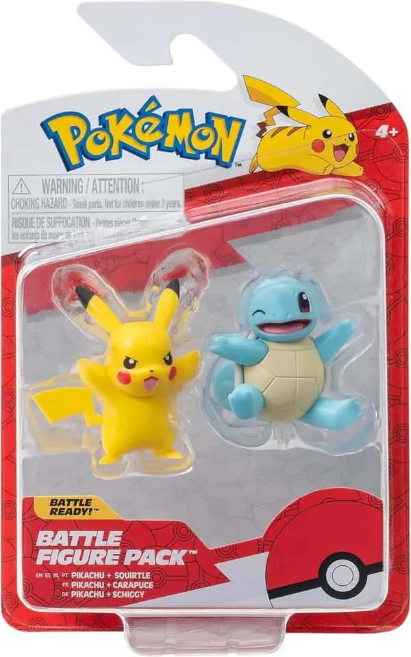 Pokemon Battle Feature Figure - Pikachu & Squirtle (Shocking Pikachu & Sitting Squirtle)