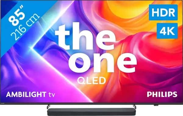 Philips Ambilight 85" PUS9000 QLED 4K (2025) + JBL Bar 300 M2 Zwart
