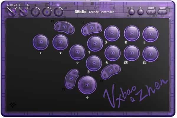 8Bitdo Arcade Controller - Transparent Purple Signature Edition
