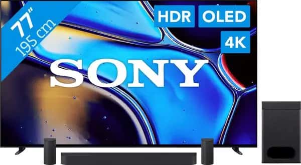 Sony 77'' Bravia 8 OLED 4K (2024) + Sony Bravia Theatre System 6 Zwart
