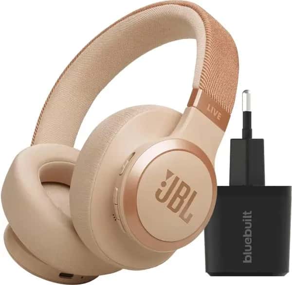 JBL Live 770NC Wit + BlueBuilt Quick Charge Oplader met Usb