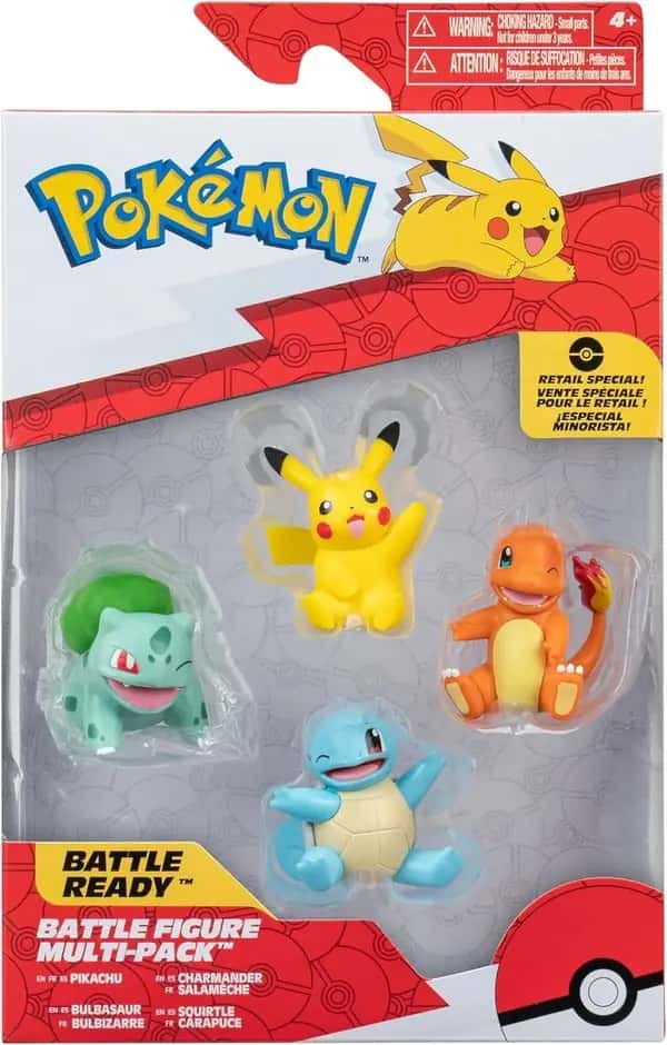 Pokemon Battle Figure - Multi Pack (Pikachu, Bulbasaur, Charmander & Squirtle)