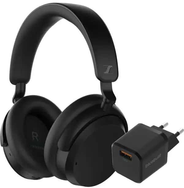 Sennheiser Accentum Wireless Zwart + BlueBuilt Quick Charge Oplader met Usb A Poort 18W
