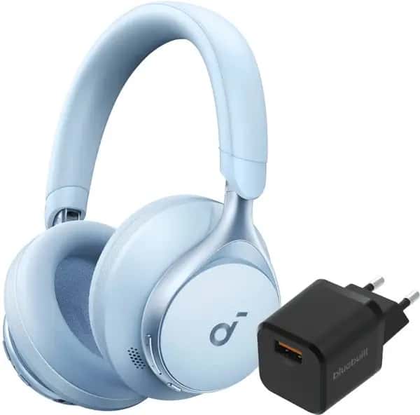 Soundcore Space One Blauw + BlueBuilt Quick Charge Oplader met Usb A Poort 18W Zwart