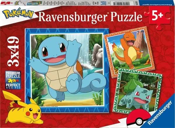 Pokemon - Charmander, Bulbasaur and Squirtle Puzzle (3x49 pcs)
