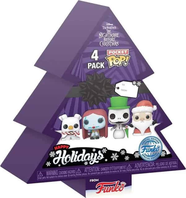 The Nightmare Before Christmas Pocket Pop Holiday Tree 4-Pack - Zero, Sally, Snowman Jack, Sandy Claws
