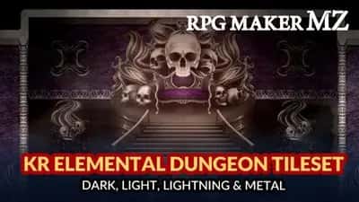 RPG Maker MZ - KR Elemental Dungeon Tileset - Dark Light Lightning Metal