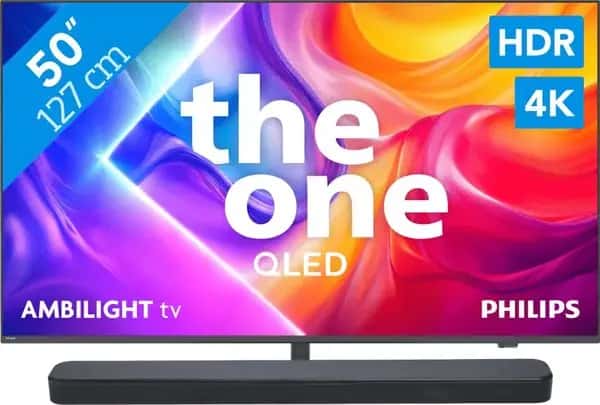 Philips Ambilight 50" PUS9000 QLED 4K (2025) + JBL Bar 300 M2 Zwart