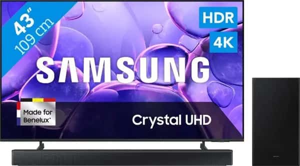 Samsung 43" Crystal UHD U8070F (2025) + Samsung HW-B66CF Zwart