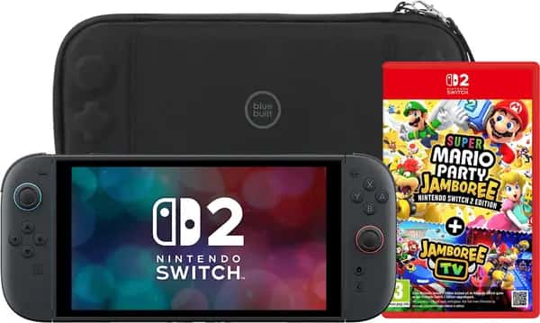 Nintendo Switch 2 + Super Mario Party Jamboree + BlueBuilt Beschermhoes