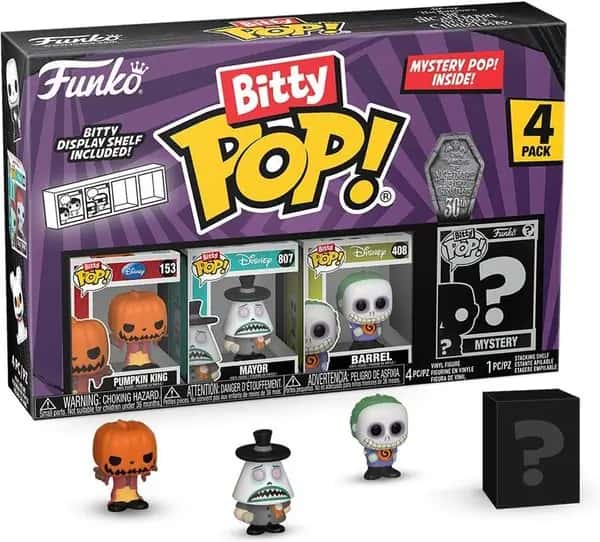 The Nightmare Before Christmas 30th Anniversary Funko Bitty Pop! 4-Pack: Pumpkin King / Mayor / Barrel