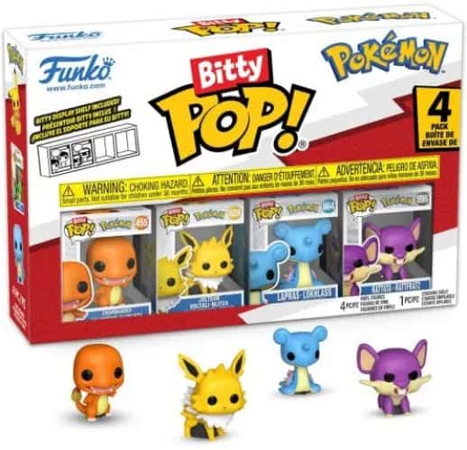Pokémon Funko Bitty Pop! 4-Pack: Charmander / Jolteon / Lapras / Rattata