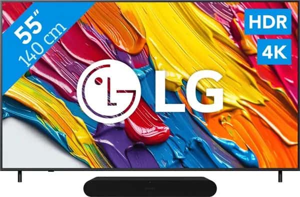LG 55" QNED82 4K (2025) + Sonos Ray Zwart